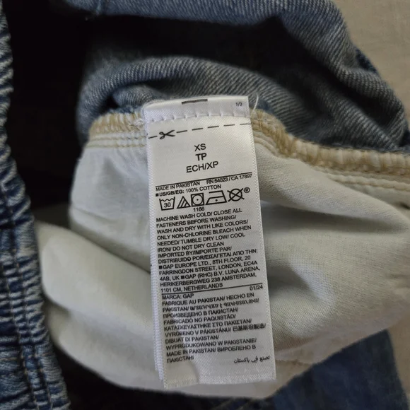 Gap High Rise Wide Leg Blue Denim Cargo Pants XS Womens Stretchy 26 Inch Waist - Picture 4 of 12